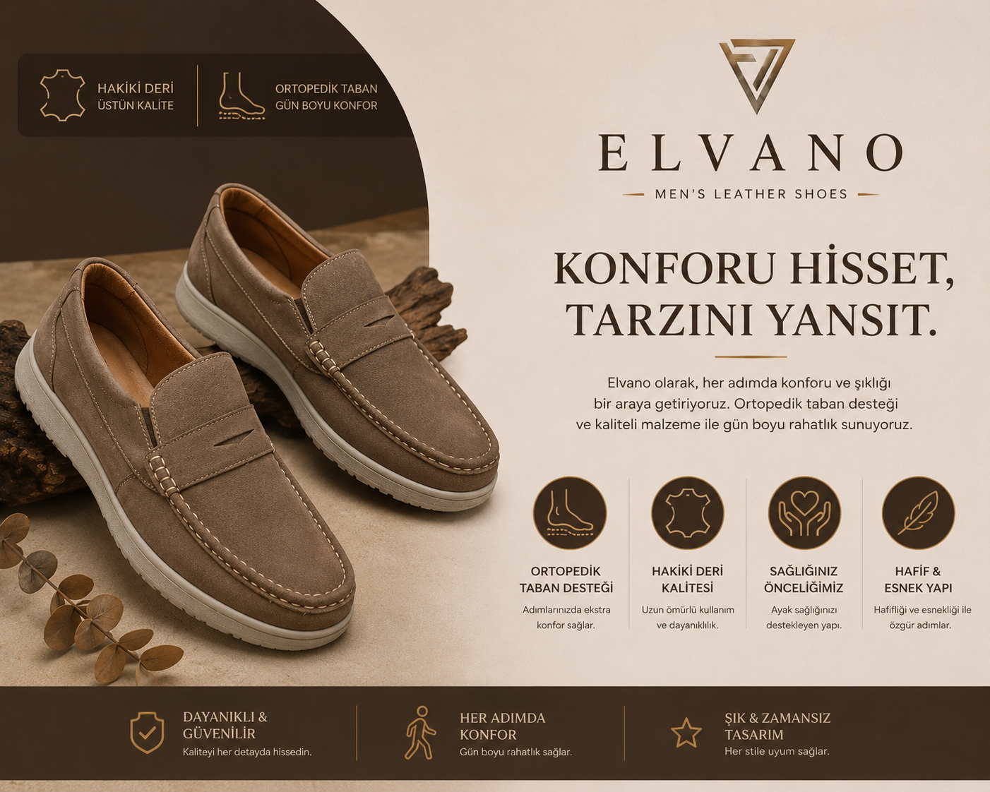 Elvano Ortopedik Süet Deri Ayakkabı
